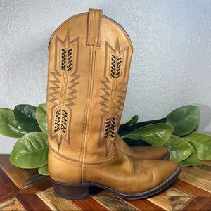Dan Post Vintage Tan Leather Cowboy Western Boots